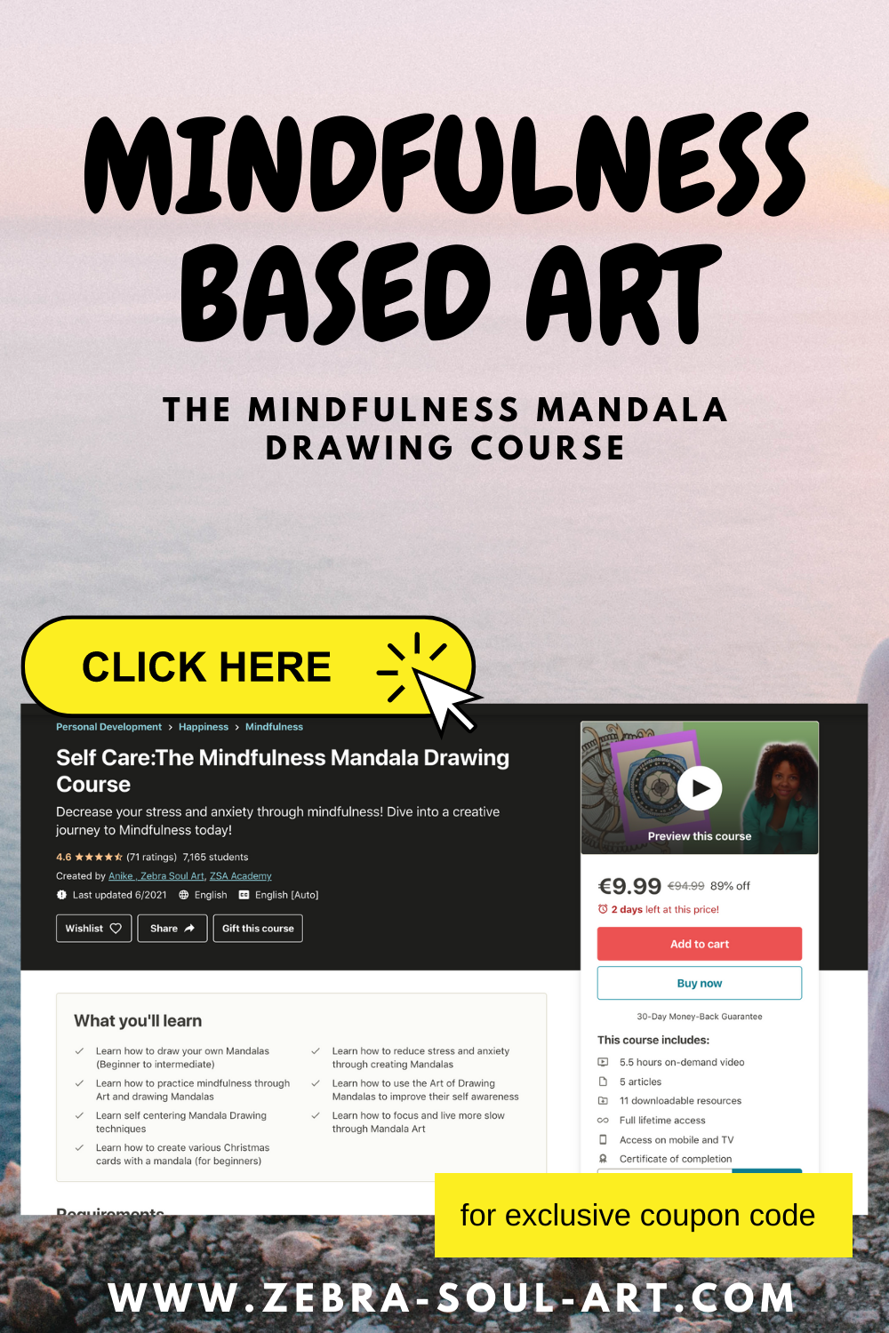 pinnable image for a mindful mandala drawing course