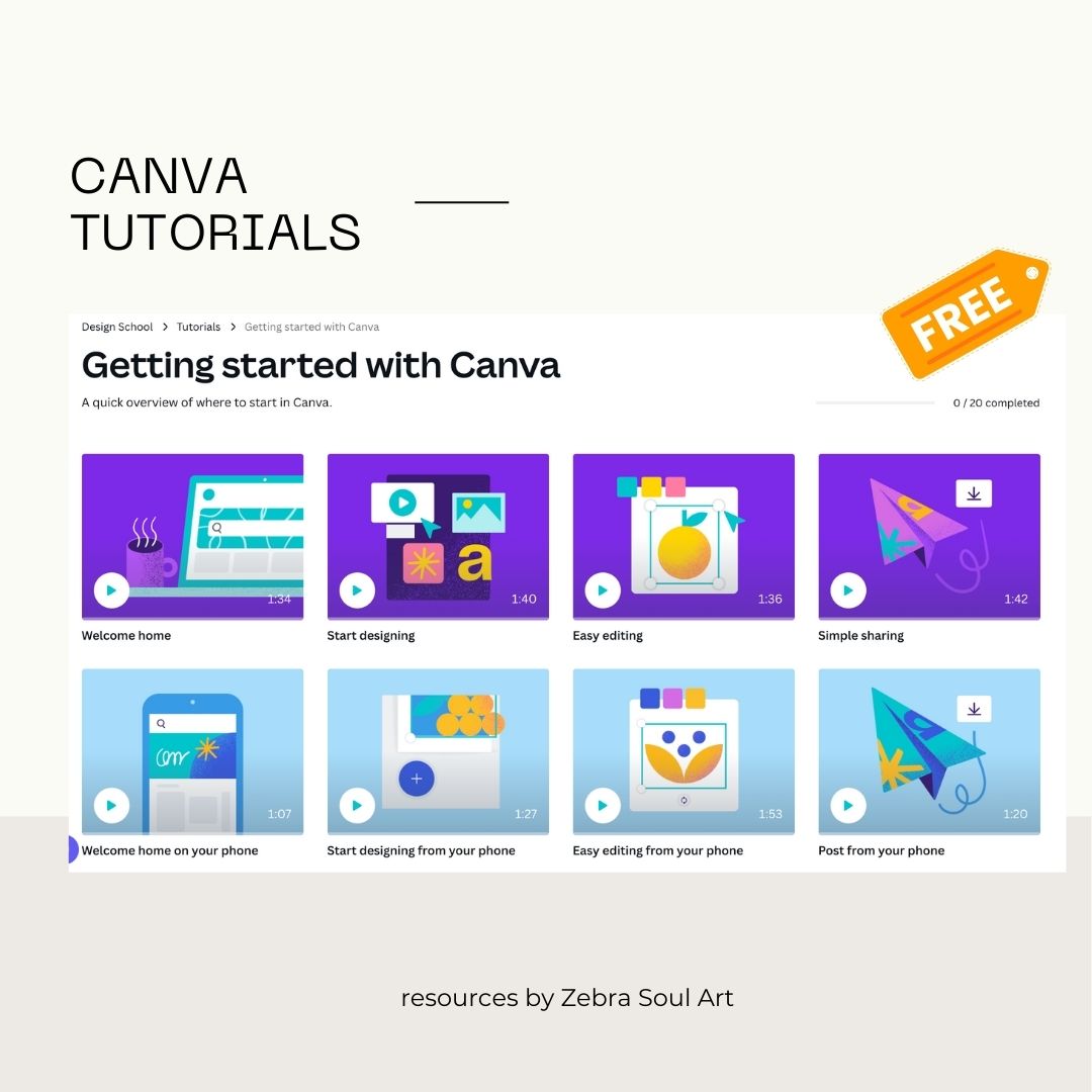 screenshot of free canva tutorials for your brand